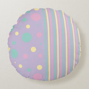 Coussins Ronds Spots et bandes - rose, jaune, pourpre, vert