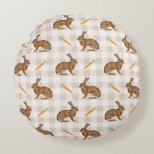 Spring Hare And Carrot Rustic Beige Gingham Easter