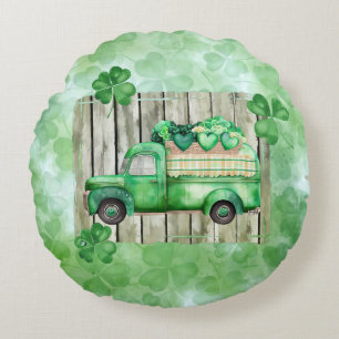 Coussins Ronds St. Patrick's Day Irlandais Clovers Camion Vintage