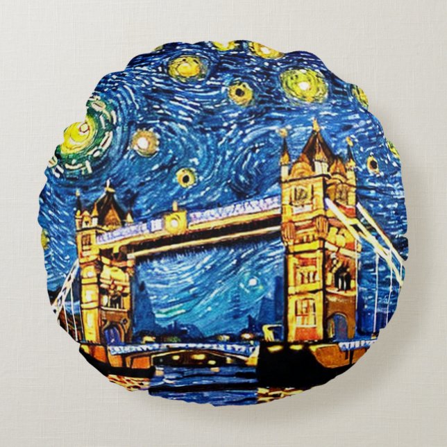 Coussins Ronds Starry Starry Night Londres Angleterre Jeter l'ore (Devant)