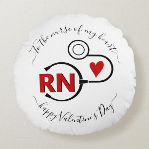 Coussins Ronds Stéthoscope de la Saint-Valentin infirmière rouge 