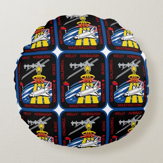 Coussins Ronds STS-118 Oreiller à lancer de patchs de mission (Devant)