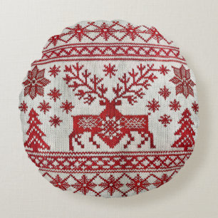 Coussins Ronds Style nordique Brodé Oreiller de Noël