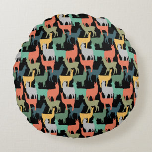 Coussins Ronds Style Rétro Lama Coloris Rose Alpaga Vintage