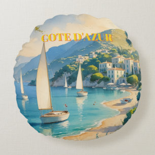 Coussins Ronds Style vintage Côte d'Azur Voyage en France