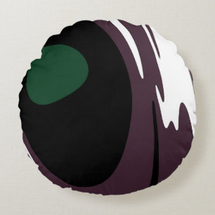 Coussins Ronds Submersion : Noir Abstrait, Blanc, Violet & Vert