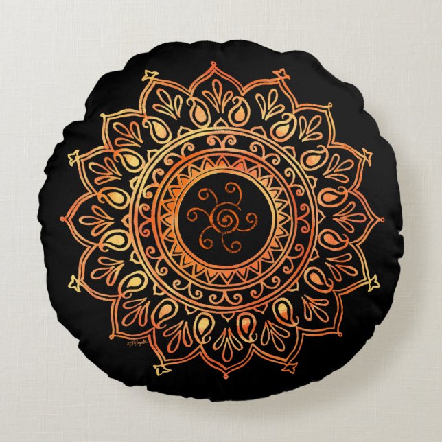 Coussins Ronds Sun indien décoratif (Devant)