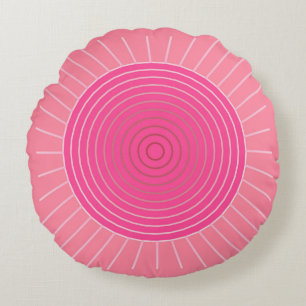 Coussins Ronds Sunburst géométrique moderne - Tons de Coral rose