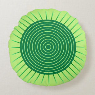Coussins Ronds Sunburst géométrique moderne - Vert émeraude et ch