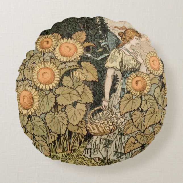 Coussins Ronds Sunflower Art Nouveau Jardin Grasset Femme (Devant)
