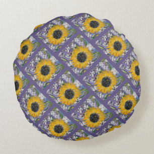 Coussins Ronds Sunflower Medley Lavendar Motif