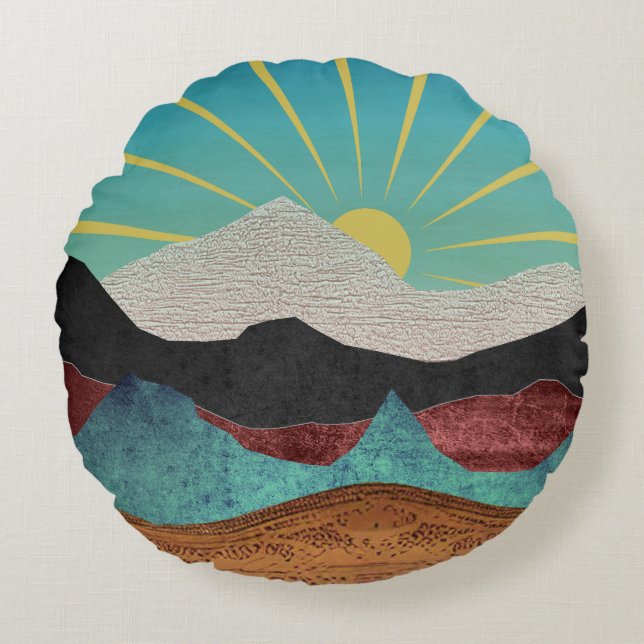 Coussins Ronds Sunrise Imaginaire de montagne (Devant)