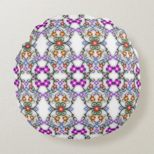 Coussins Ronds Superbe motif de fleurs en dentelle rose