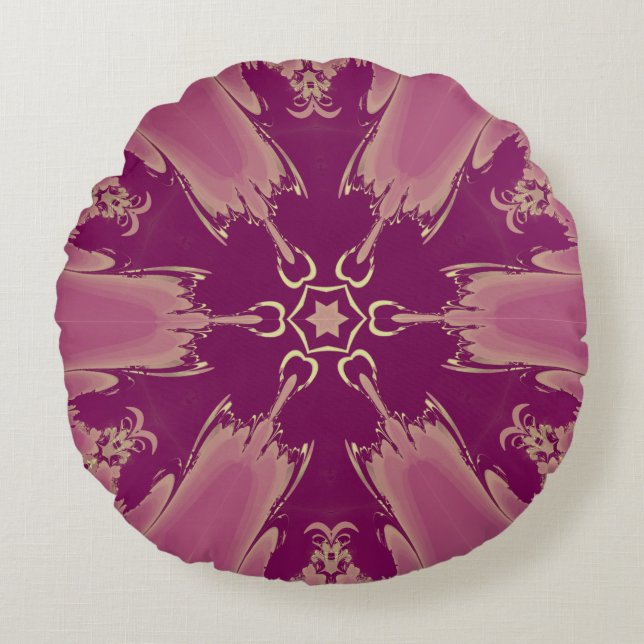 Coussins Ronds Superbes teintes violettes de fleurs exotiques (Devant)