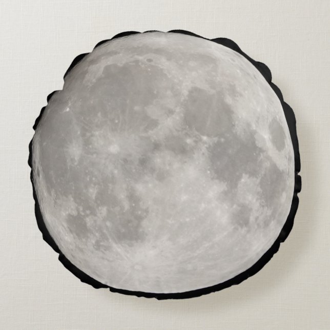 Coussins Ronds Superlune dans le ciel noir (Devant)