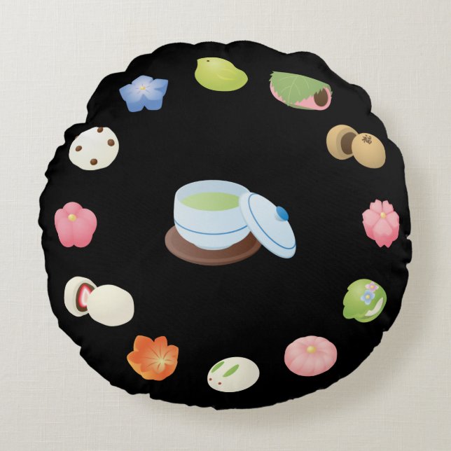 Coussins Ronds Sweets Wagashi japonais (Devant)