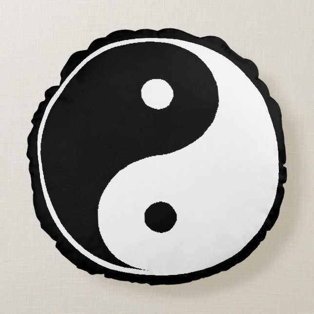 Coussins Ronds Symbole chinois Ying Yang classique (Devant)