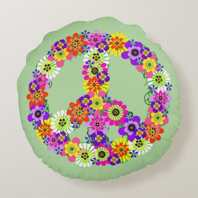 Coussins Ronds SYMBOLE DE LA PAIX Floral (Dos)