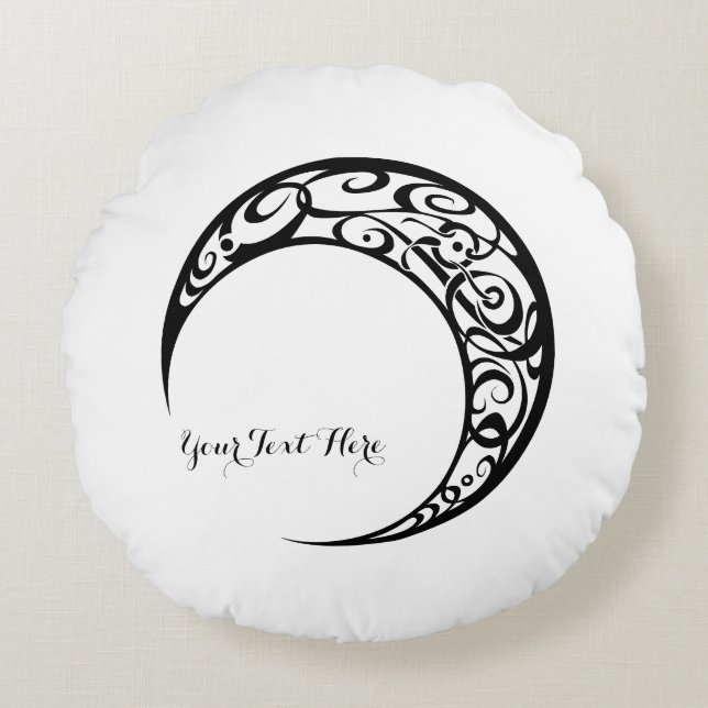 Coussins Ronds Symbole de lune tribale personnalisée (Devant)