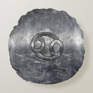 Coussins Ronds Symbole du cancer du zodiaque en style industriel
