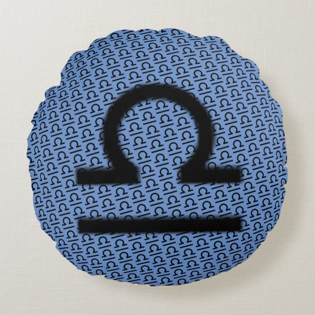 Coussins Ronds Symbole du Zodiaque de Libra par Kenneth Yoncich (Devant)