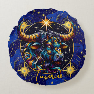 Coussins Ronds SYMBOLE Horoscope Taurus Zodiaque Astrologie