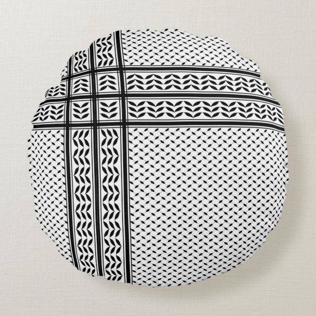 Coussins Ronds Symbole Keffiyeh de la Palestine Motif de résistan (Devant)