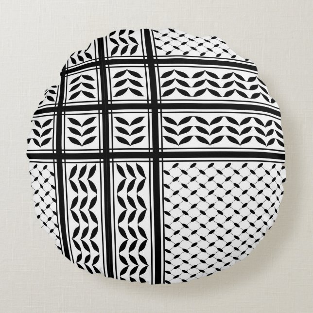 Coussins Ronds Symbole Keffiyeh de la Palestine Motif de résistan (Devant)