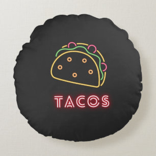Coussins Ronds Symbole moderne amusant Neon Tacos