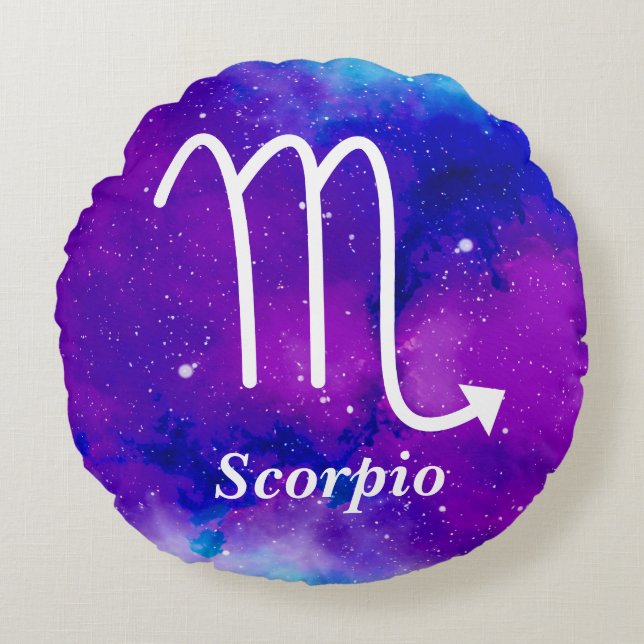 Coussins Ronds Symbole Scorpio Purple Blue Space Nebula (Devant)
