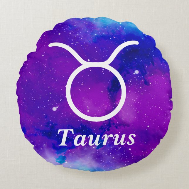 Coussins Ronds Symbole Taurus Nebula espace bleu violet (Devant)