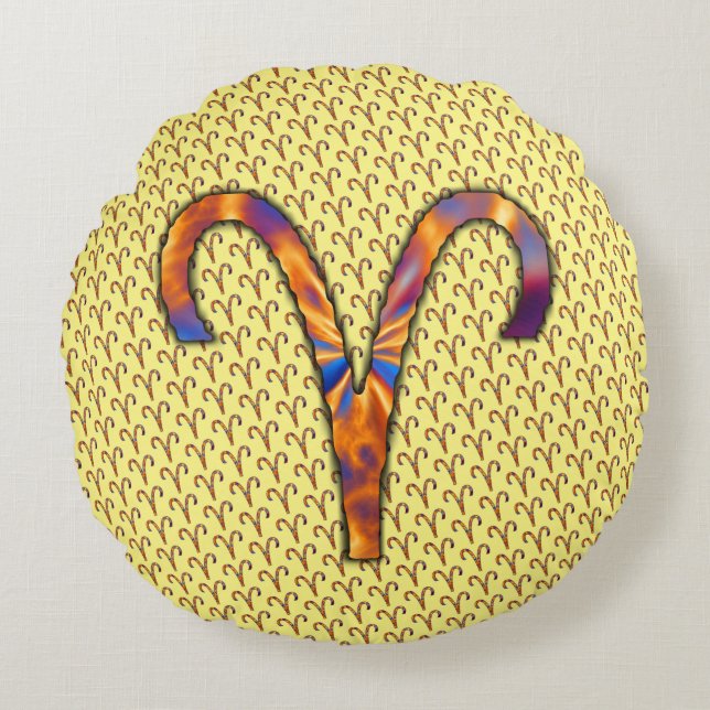 Coussins Ronds Symbole Zodiac Aries Élément par Kenneth Yoncich (Devant)