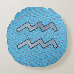Coussins Ronds Symbole Zodiaque Aquarius Élément par Kenneth Yonc