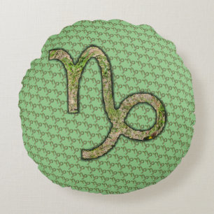 Coussins Ronds Symbole zodiaque Capricorne Élément par K Yoncich