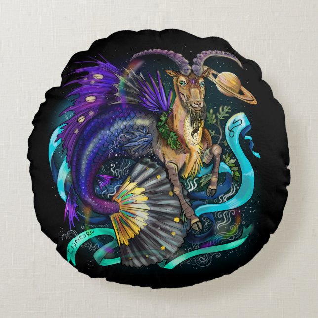 Coussins Ronds Symbole zodiaque de Capricorne (Devant)