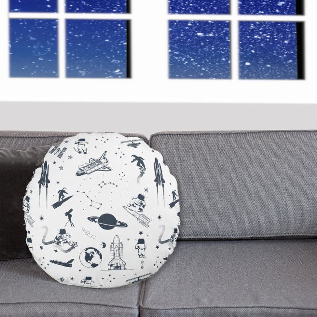 Coussins Ronds Système solaire externe Astronaut Flotte de vaisse (Créateur téléchargé)