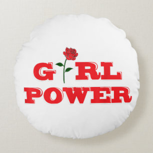 Coussins Ronds T-shirt Girl Power - Femmes féministes fantastique