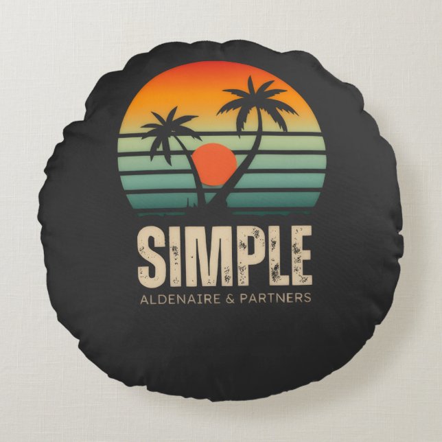 Coussins Ronds T-shirt Simple Sunset - Tropical vibes design (Devant)