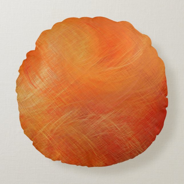Coussins Ronds Tableau Abstrait orange (Devant)