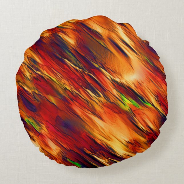 Coussins Ronds Taché brillant du rouge à l'orange, un peu vert (Dos)