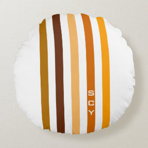 Coussins Ronds Tan Brown Orange Vertical Stripes Monogramme