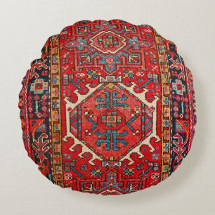 Coussins Ronds Tapis ancien persan, motif turc