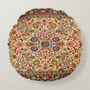 Coussins Ronds Tapis ancien, persan oriental, à motifs