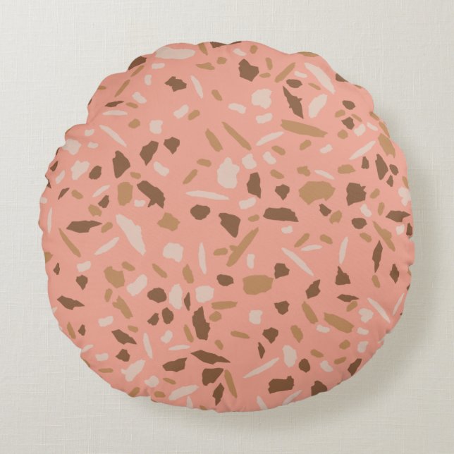 Coussins Ronds Tapis Beige Tan Brown Terrazzo Marbre Motif (Devant)