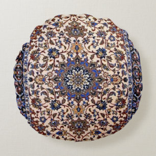 Coussins Ronds Tapis Oriental Bleu Turc Persan Antique