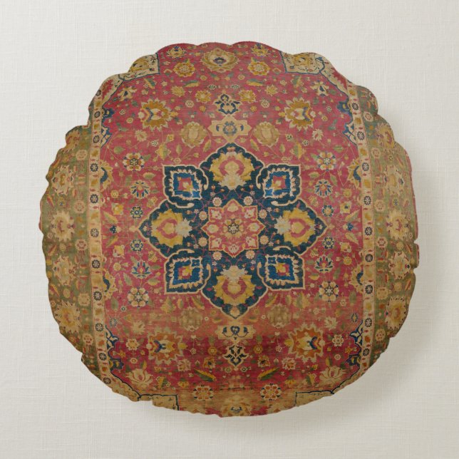 Coussins Ronds Tapis rouge or Kashan tapis Perse Asiatique (Devant)