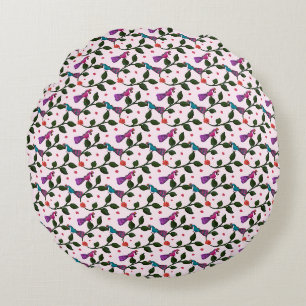 Coussins Ronds Tapisserie à motif floral continu d'oiseau coloré