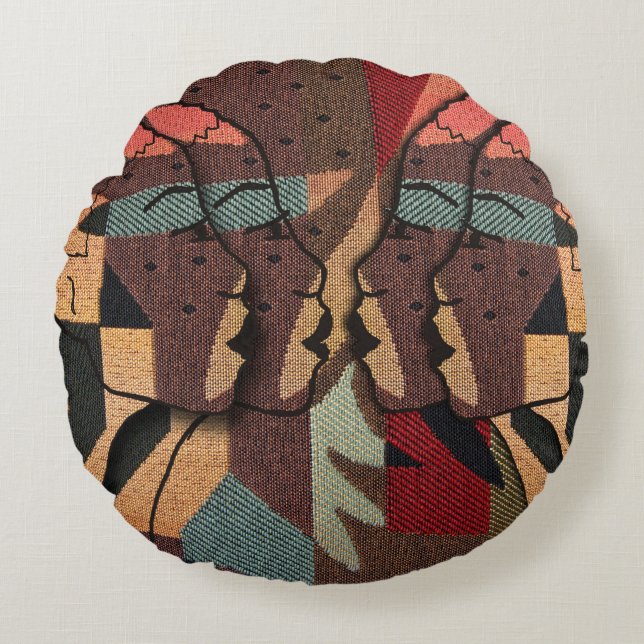 Coussins Ronds Tapisserie africaine (Devant)