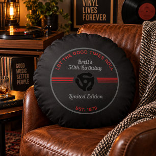 Coussins Ronds Tapisserie Ronde de Disque Vinyle Rétro – Bi Musiq