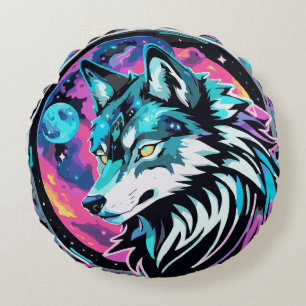 Coussins Ronds Tapisserie ronde Mystique Loup Cosmique